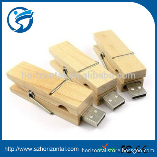 New Simple wooden clamp USB 2.0 Memory Stick Flash pen Drive 4GB